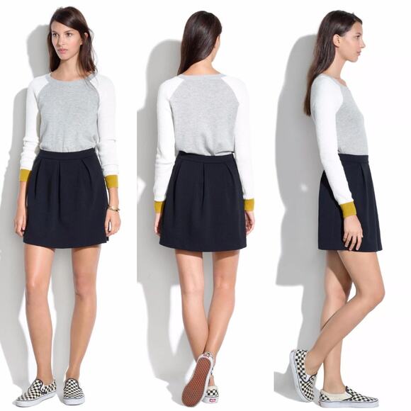 Madewell Y2K Bistro Texture Striped A-Line Pleated Mini Skirt sz 12 Large - Picture 9 of 11